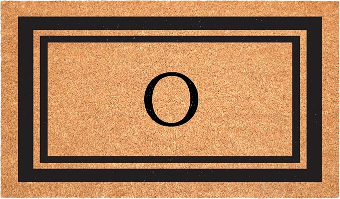 Calloway Mills 152962448 Black Border 24" x 48" Monogram Doormat (Letter O)-Ruum Studio Home