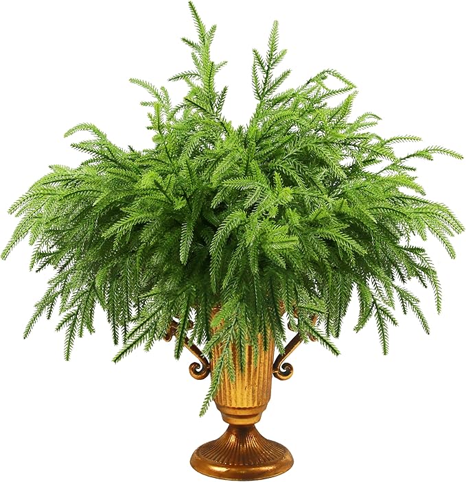 12Pcs Artificial Norfolk Pine Branches 18" Plastic Christmas Plants Decor Faux Greenery Stems Pine Picks Outdoor Faux Plants UV Resistant for Xmas Indoor, Front Porch Home Décor (12, 18inch)-Ruum Studio Home