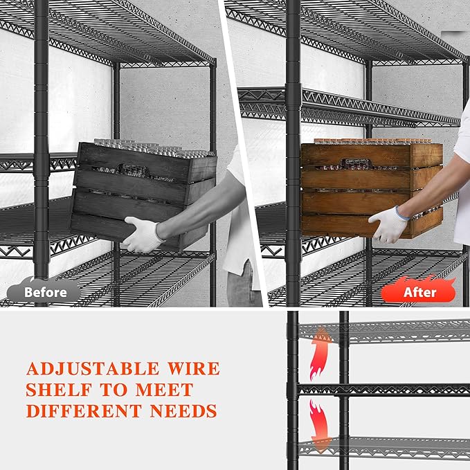 REIBII 73" H Storage Shelves Wire Shelving with Wheels 3200 lbs Heavy Duty Steel Metal Shelving Unit Shelf Rack for Warehouses,Garage, Kitchen, School,Commercial,73" H X 60”W X 18" D-Ruum Studio Home