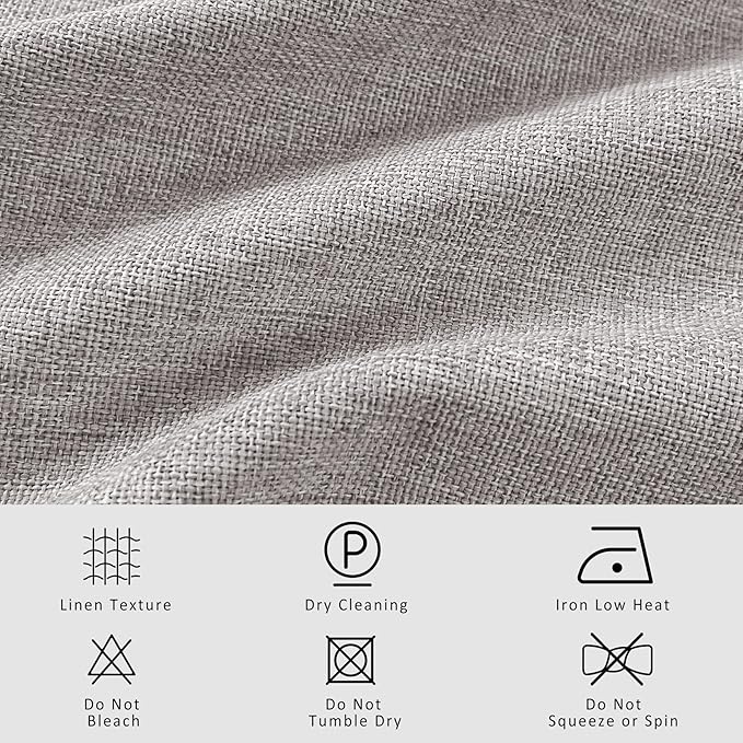 Macochico Browish Grey 100% Blackout Linen Curtains 96 Inches Long Pinch Pleated Curtains for Bedroom Living Room Nursery Farmhouse Insulated Sound Reducing Drapery with Tieback 84”Wx96”L 1 Panel-Ruum Studio Home