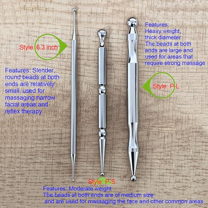 BYYDDIY Stainless Steel Dual Head Facial Reflexology Tools,Body Point Probe Pen &Trigger Point Massager Tool for Deep Tissue (P-L)-Ruum Studio Home