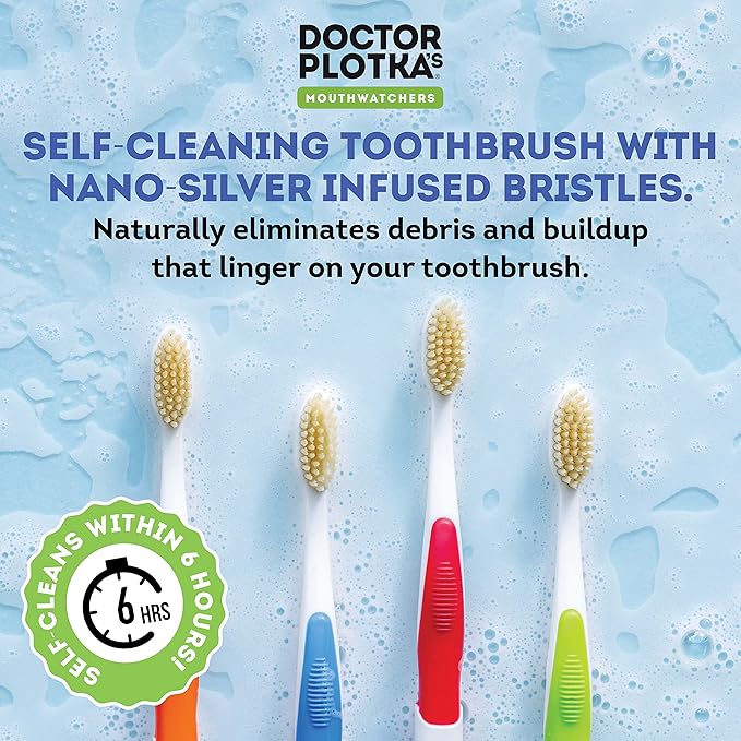 MOUTHWATCHERS Soft Flossing Manual Toothbrush for Adults, 2 Pack, Orange, Ultra Clean, Good for Sensitive Teeth and Gums, by Dr. Plotka's-Ruum Studio Home