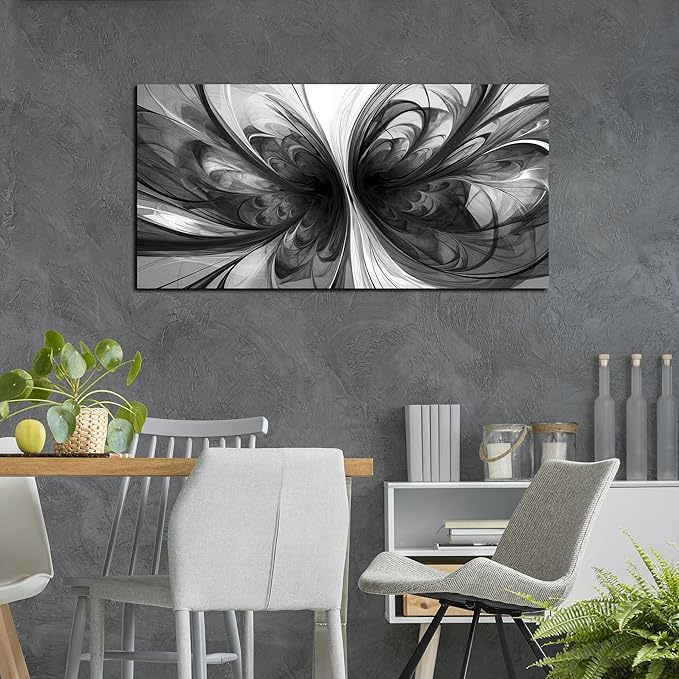 Abstract Wall Art for Living Room Black and White Pictures Wall Art Bedroom,Home Office Wall Decor 20 x 40 Inch-Ruum Studio Home