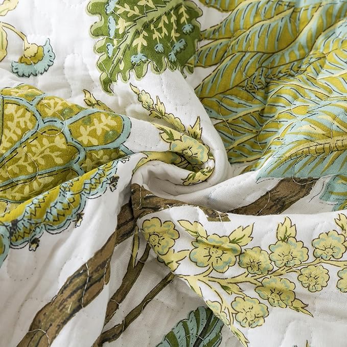 NEWLAKE Cotton Bedspread Quilt Sets - Reversible Patchwork Coverlet Set, Floral Vine Pattern, Queen Size-Ruum Studio Home
