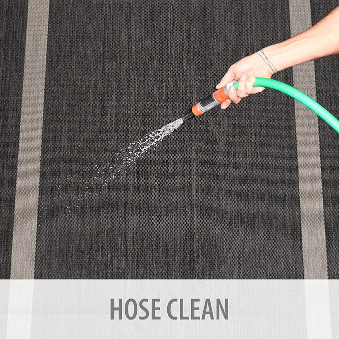 CAMILSON Outdoor Rug 10x14, Large Modern Outside Rugs for Patios Porches Waterproof Durable Washable Non-Shedding, Easy-to-Clean Indoor Outdoor Area Carpet (10 x 14, Bordered - Dark Gray/Light Gray)-Ruum Studio Home