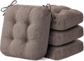 Chair Cushions for Dining Chairs, Dining Chair Cushions, Tufted Indoor Chair Pads with Ties & Non Slip Backing, Seat Cushions for Kitchen Chairs 16.5” x 16.5” x 3.5”, Set of 4, Light Brown-Ruum Studio Home