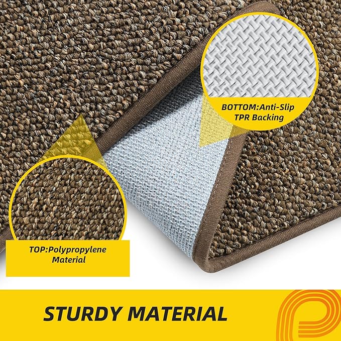 JSEI Dirt Trapper Door Mat 24"x36" Non-Slip Washable Entrance Mat, Dog Doormats, Absorbent & Fade-Resistant Floor Mats, Low Profile Welcome Mats for Entryway, Front Door, and Inside Entrance, Brown-Ruum Studio Home