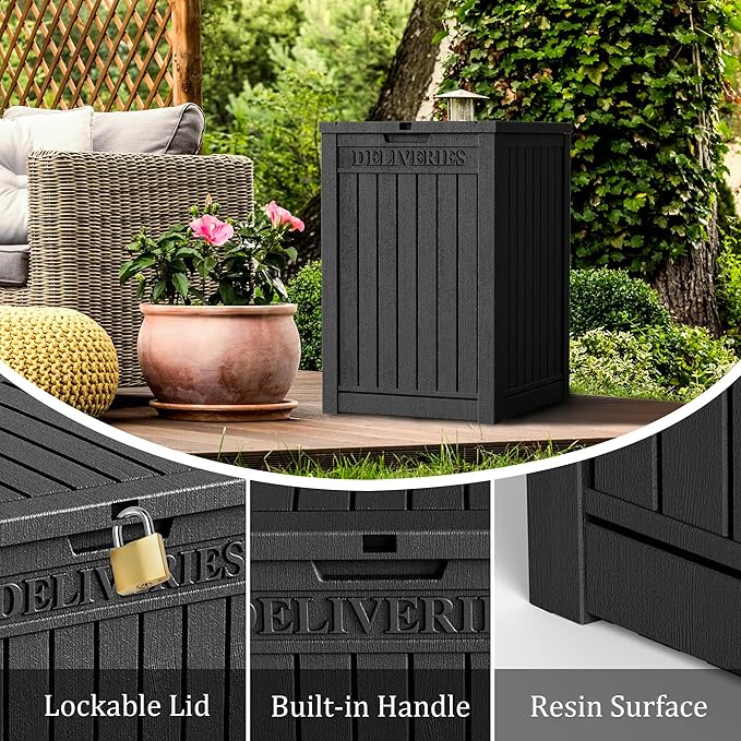 55 Gallon Outdoor Storage Box Waterproof Lockable Resin Deck Box Large, Patio Storage Bin for Pool Accessories Cushion Furniture, Garden Tools, UV-Resistant Outside Delivery Black-Ruum Studio Home