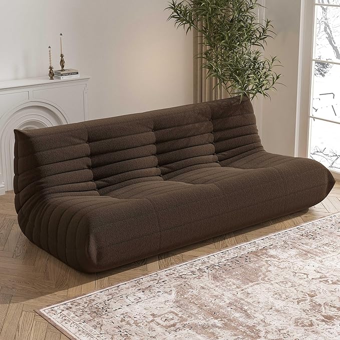 Big Bean Bag Chairs for Adults, 3 Seater Large Bean Bag Chair Sofa, Fireside Chair Lazy Sofa Chair with High Density Comfortable Foam, Modern Bean Bag for Living Room, Bedroom, Office (Coffee)-Ruum Studio Home