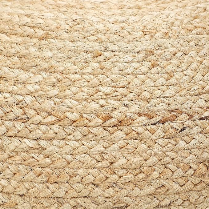 REDEARTH · Jute Circular Pouf Ottoman - Braided Pouffe Accent Sitting Round Footrest for Living Room, Bedroom, Nursery, kidsroom, Patio, Gym; 100% Jute Set of 2 (19.5"x19.5"x14"; Jute Natural)-Ruum Studio Home