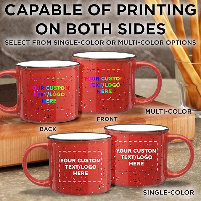 DISCOUNT PROMOS Custom Ceramic Campfire Coffee Mugs 13 oz. Set of 100, Personalized Bulk Pack - Perfect for Tea, Espresso, Cappuccino, Hot Cocoa - Red-Ruum Studio Home