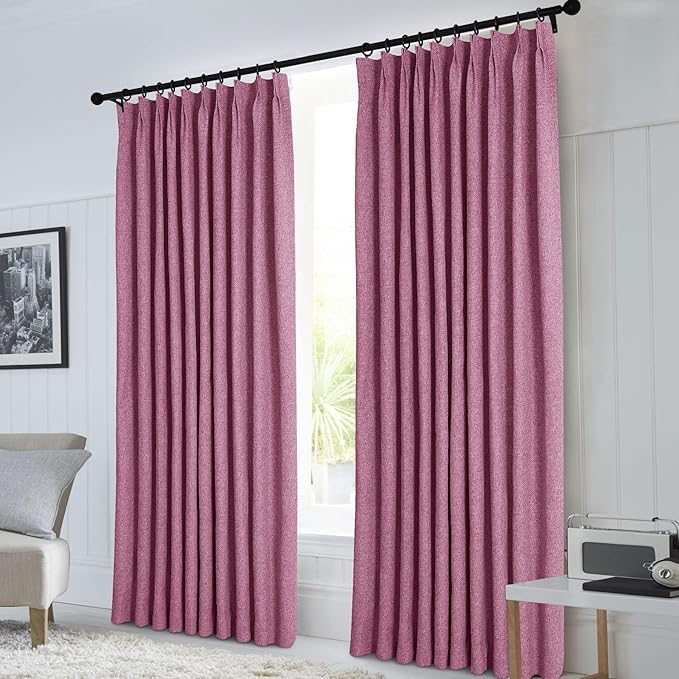 Macochico Pinch Pleated Blackout Linen Curtains 96 Inches Long 100% Light Blocking Burlap Curtains for Bedroom Living Room Thermal Window Panels with Tieback 72”Wx96”L Lilac 1 Panel-Ruum Studio Home