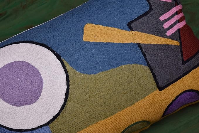 Lumbar Kandinsky Abstract Pillow Cover - Soul Modern Chair Pillowcase Abstract Couch Cushion Contemporary Pillowsham Farmhouse Sofa Handmade Wool Size 14x20-Ruum Studio Home