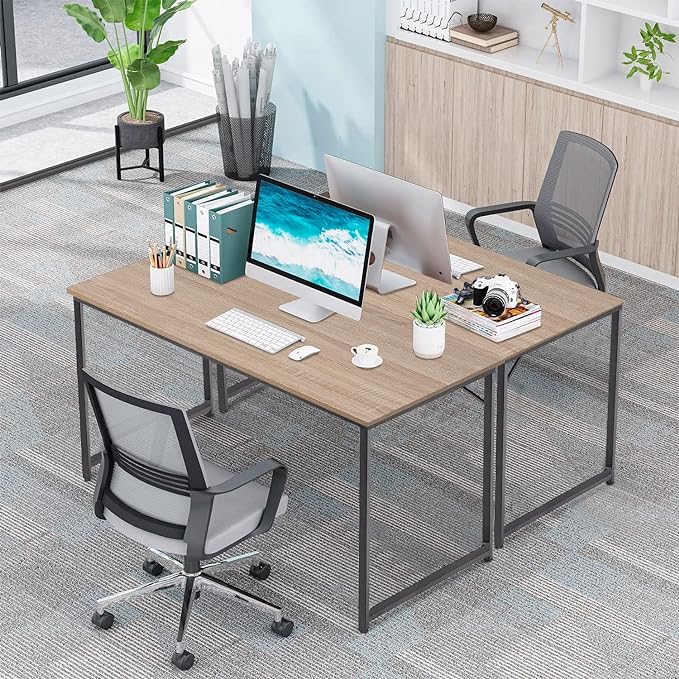 PayLessHere | 39 Inch Computer Desk | Nature | Office Desk with Metal Frame, Adjustable Feet | Water-Resistant, Scratchproof Surface | Sturdy Writing Table for Home Office or Study | Pack of 1-Ruum Studio Home