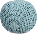 BIRDROCK HOME Round Pouf Ottoman | Cotton Braided Round Foot Stool | Bedroom and Living Room Poof | Sage Green Boho Ottoman | Pouf Foot Rest-Ruum Studio Home