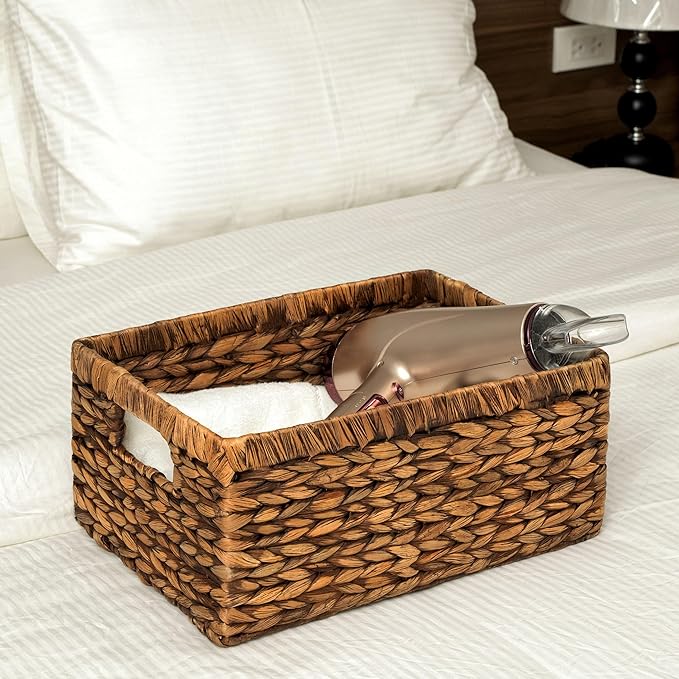 CENBOSS Wicker Baskets (Large, Brown Wash, 1PC) Rattan Storage Baskets for Shelves, Woven Seagrass Holder-Ruum Studio Home