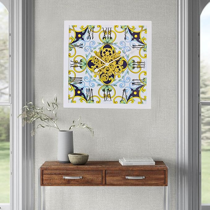 The Gears Clock Wall Clock Italy Collection with Moving Gears (Atrani, 24 inches (60 cm))-Ruum Studio Home