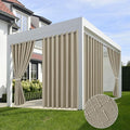 HolidayIdeas 4 Panels Linen Outdoor Curtains for Patio Waterproof Taupe Outside Curtains 110"x84"-Gazebo Wide Curtains Weighted Privacy for Pergola, Porch, Cabana, Living Room, Backyard, Pavilion-Ruum Studio Home