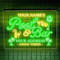 Personalized Pool & Bar Neon Sign, Custom LED Light with Name and Address, Outdoor Patio Decor, Tiki Bar or Backyard Pool Gift for Party Lovers-Ruum Studio Home