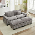 URRED Modular Sectional Sofa Comfy Cloud Couch, Modern Chenille Sofa Sleeper Deep Seat Couches with Ottoman/Pillows for Living Room (Gray, 82.6''- 2 Ottomans)-Ruum Studio Home