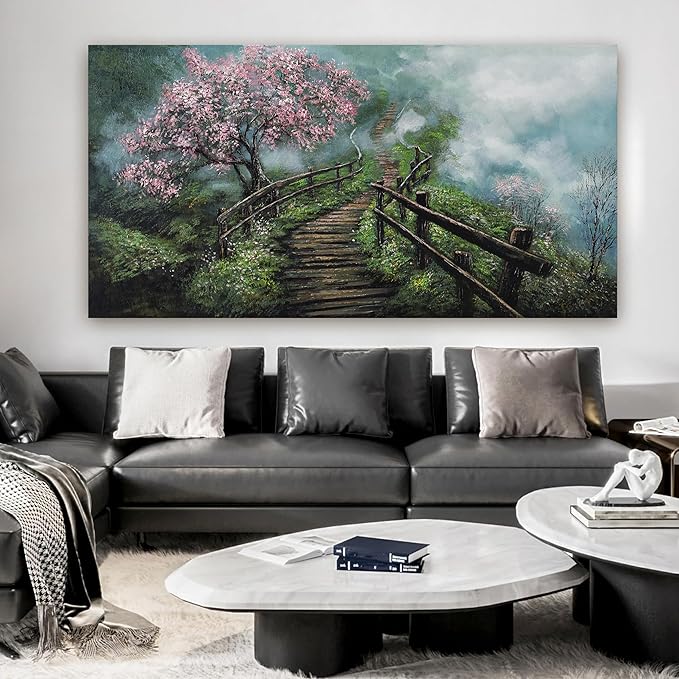 Dimpaga Canvas Wall Art Decor Large Wall Art Pictures for Living Room Tree of Life Wall Art Prints Foggy Trail Wall Art Decor Large Artwork for Walls for Room Home Office Wall Decor 29" X 58"-Ruum Studio Home