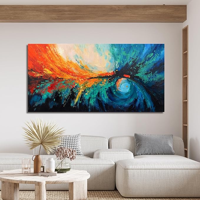 Canvas Wall Art Decor Large Wall Art Pictures For Living Room Blue Green Wall Art Decor Canvas Abstract Art Work Colorful Abstract Wall Art Decor Prints For Bedroom Office Kitchen Wall Decor 29" x 58"-Ruum Studio Home