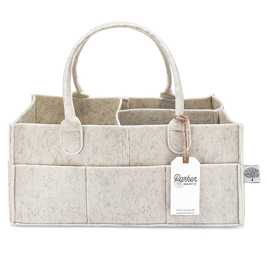 Parker Baby Diaper Caddy - Nursery Storage Bin and Car Organizer for Diapers and Baby Wipes - White, Large-Ruum Studio Home