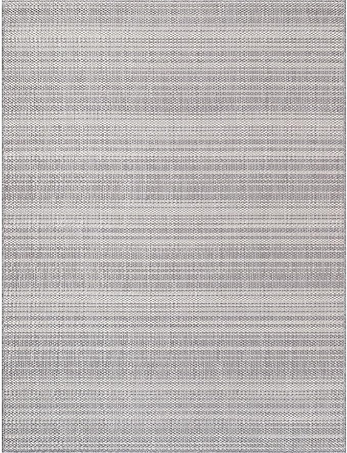 Stripe Outdoor Rug 9x12 Washable Outside Carpet for Indoor Patio Porch Waterproof Easy Cleaning Non Shedding Area Rugs Gray 9 x 12-Ruum Studio Home