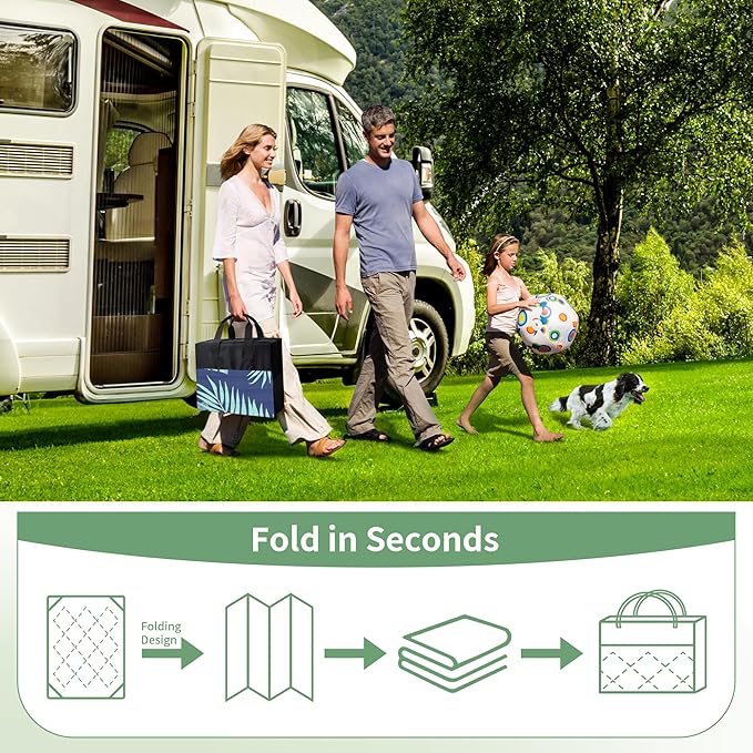 GENIMO Outdoor Rug 8' x 10' Waterproof for Patios Clearance, Reversible Outdoor Plastic Straw Camping Rug Carpet, Large Area Rugs Mats for RV, Camper, Deck, Balcony, Porch, Beach Royal Blue&Blue Green-Ruum Studio Home