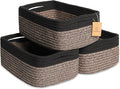 NaturalCozy 11.8"x8"x4.5” Rectangle Storage Baskets for Shelves 3 Pack | Cotton Rope Woven Small Baskets for Organizing | Small Storage Bins for Nursery, Bathroom, Closet, Shelf, Decorative, Gift-Ruum Studio Home