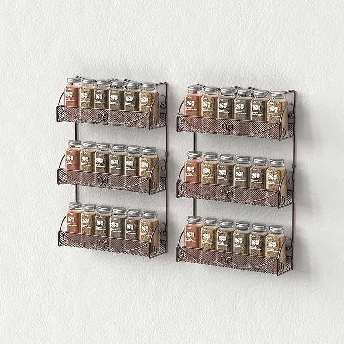 Deco Brothers 3 Tier Wall Mounted Spice Rack, 2 Pack, Bronze-Ruum Studio Home