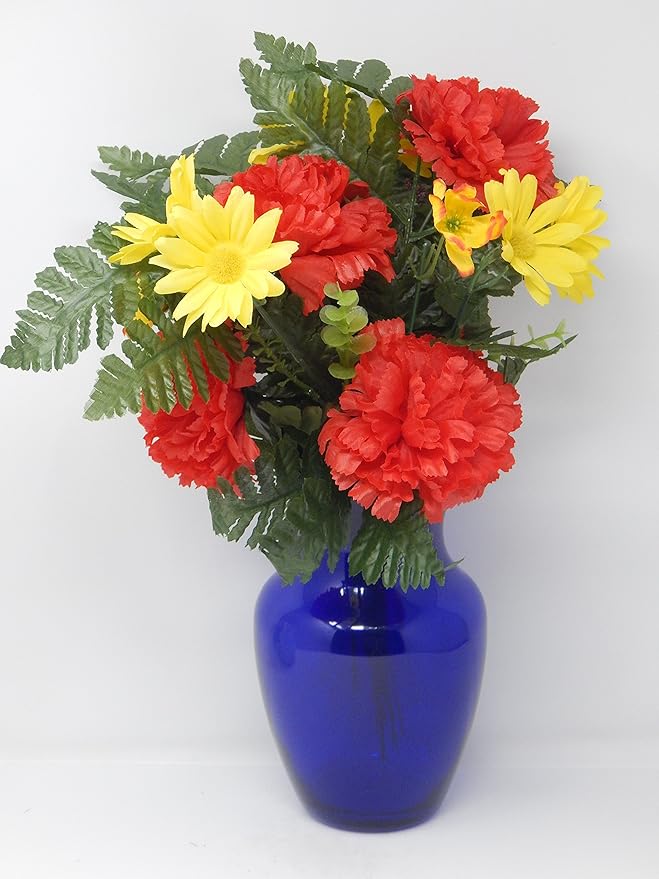 Floral Supply Online - 8" Rose Vase and Flower Guide Booklet - Decorative Glass Flower Vase for Floral Arrangements, Weddings, Home Decor or Office. (Cobalt)-Ruum Studio Home