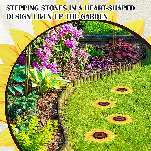 Tandefio 3 Pcs Sunflower Stepping Stones 12 Inch Iron Pavers for Garden Walkway Decorative Sunflower Garden Decor for Indoor Outdoor Patio Yard Outside, Colorful Yellow-Ruum Studio Home