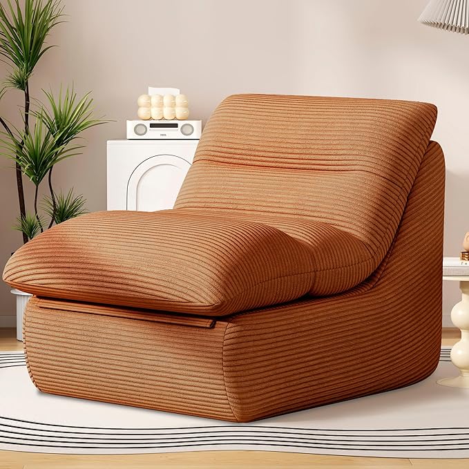 Misolant Bean Bag Chairs，Big Corduroy Fabric Sofa Bean Bag Chair for Adults and Teens with High-Resilience Sponge, Non-Slip Base Floor Lounge Sofa for Home, Living Room, Bedroom, Gaming Brown-Ruum Studio Home