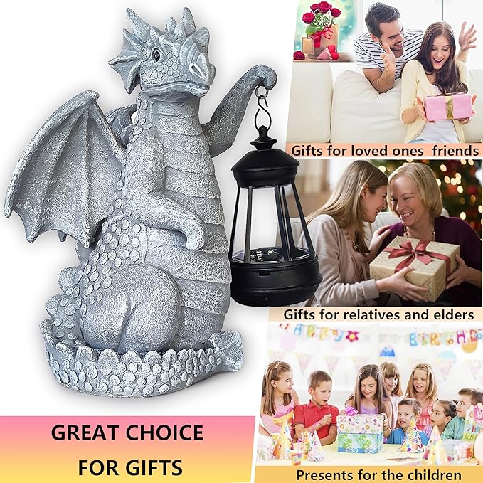 Dragon Solar Outdoor Garden Statue - Dragon Outdoor Figurie Lights - Yard Decorative Outdoor Statue Suitable for Patio, Balcony, Patio Decoration - Specially Customized Gift for Mom-Ruum Studio Home