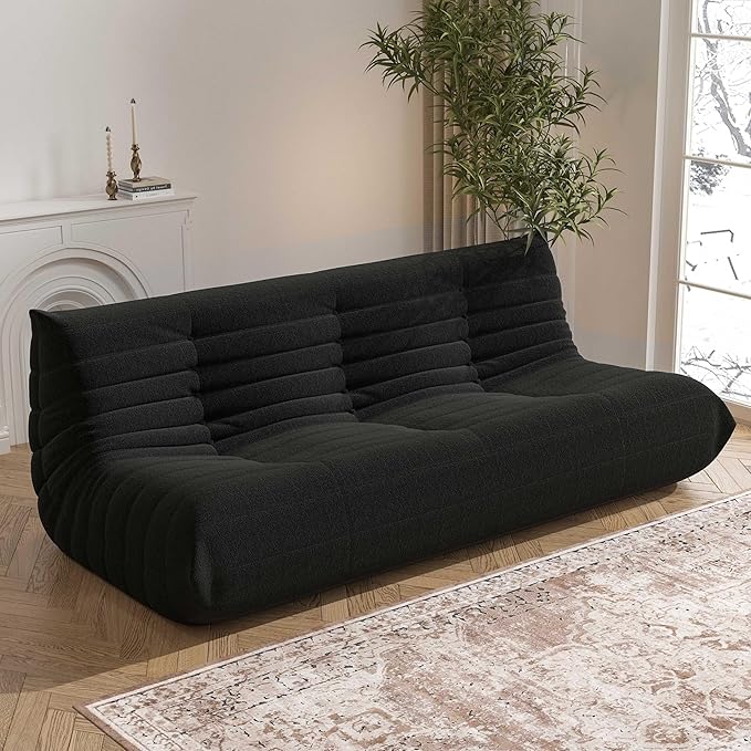 Big Bean Bag Chairs for Adults, 3 Seater Large Bean Bag Chair Sofa, Fireside Chair Lazy Sofa Chair with High Density Comfortable Foam, Modern Bean Bag for Living Room, Bedroom, Office (Black)-Ruum Studio Home