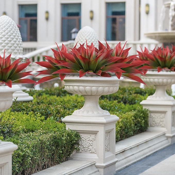 Artificial Agave Plants,Large UV Resistant Fake Agave Planters for Indoor and Outdoor Decorating Tropical Plant Succulents Greenery Indoor Decor (2Pack,22" Red)-Ruum Studio Home