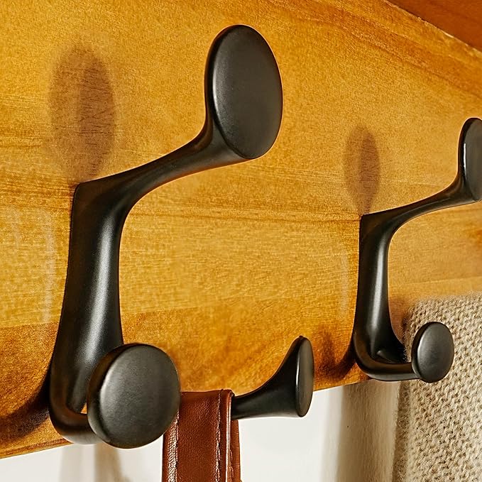 SKOLOO Wall Shelf with Hooks, 35-Inch Brown Coat Rack Wall Mount with Shelf Organizer - Lightweight & Sturdy, 5 Tri Hooks - Perfect for Entryway, Hallway, Living Room, Bedroom, Mudroom-Ruum Studio Home