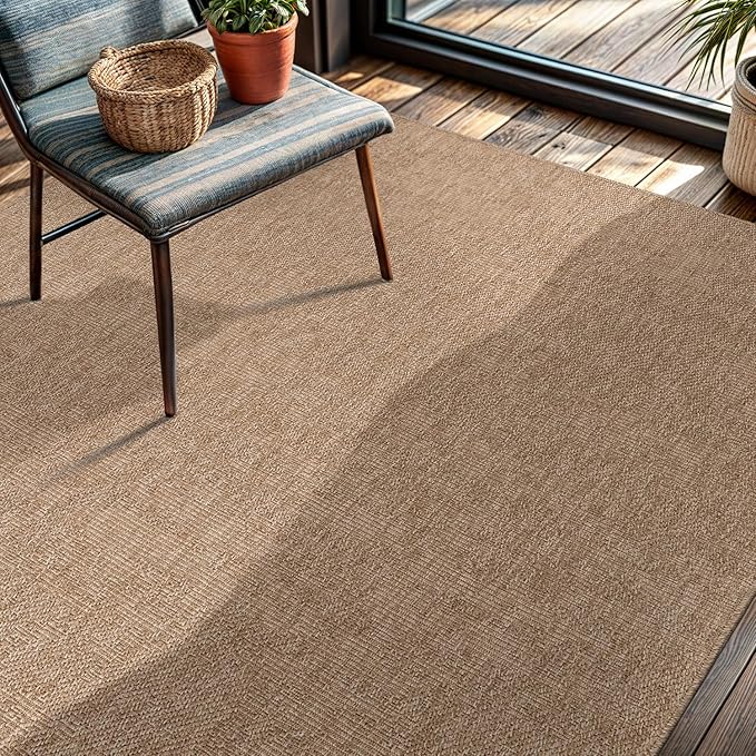 CAMILSON Easy Jute Rug 4x6, Indoor Outdoor Natural Color Fiber Area Rugs for Living Room Patio and Kitchen Rug, Solid Boho Woven Design, Easy-Cleaning, Washable Outside Carpet Alfombras (4 x 6)-Ruum Studio Home