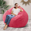 3.5FT Bean Bag Chairs Teardrop Bean Bag Chair for Adults Beanbag Chair with Memory Foam Filled Machine Washable Cover for Living Room, Bedroom (Large,Pink)-Ruum Studio Home