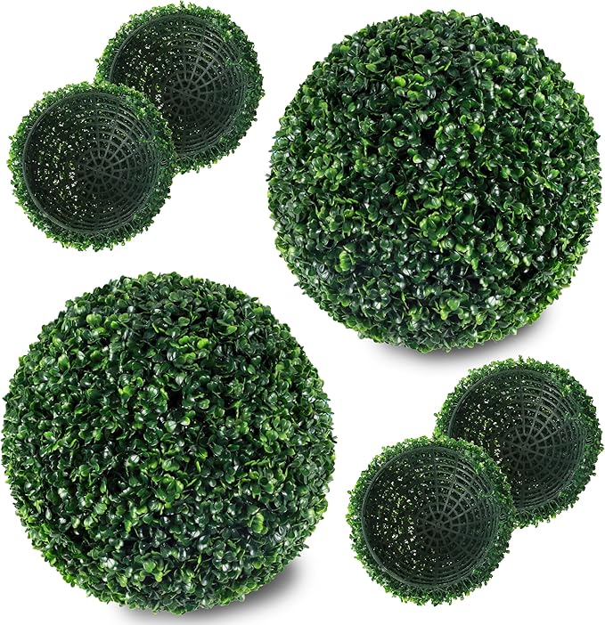 Ogrmar 2 PCS 17.7 inch 2 Layers Artificial Plant Topiary Ball Faux Boxwood Decorative Balls for Backyard, Balcony,Garden, Wedding and Home Décor (17.7 Inch)-Ruum Studio Home