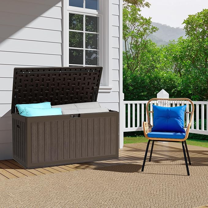 YITAHOME 90 Gallon Double-Wall Deck Box with Side Handles, Outdoor Large Storage for Patio Furniture Cushions, Garden Pool Accessories, Water Resistant & Lockable-Ruum Studio Home
