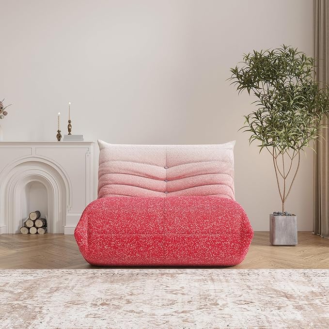 Bean Bag Chair, Fireside Chair Bean Bag Sofa Large Bean Bag Chair for Adults, Bean Bag Chairs for Teens with High Density Comfortable Foam, Memory Foam Bean Bag for Living Room, Bedroom (Pink&White)-Ruum Studio Home