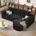 Modular Sectional Sofa with L-Shape Chaise,Cloud Sectional Modern Sleeper Couch with Deep Seat,Sponge Compression Sofas No Assembly Required (Black-Sherpa Fabric) 1PCS-Ruum Studio Home