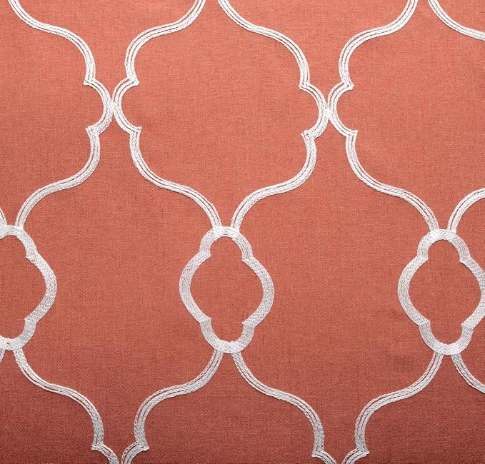 MIUCO Moroccan Embroidered Semi Sheer Curtains Faux Linen Grommet Window Curtains for Girls Room 52 x 63 Inch 2 Panels, Rust-Ruum Studio Home