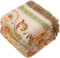 Boho Throw Blanket Queen Size, Oversized Soft Cozy Cotton Muslin Quilt Blanket for Bed Decor, Floral Patterned Couch Sofa Chair Cover, Vintage Farmhouse Cottage Woven Blanket, Coral&Green-Ruum Studio Home