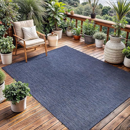 Washable Indoor Outdoor Rug 5x7 Weather Resistant Area Rugs Modern Solid for Porch Deck Balcony Backyard Patio Outside Carpet (5 X 7 Azure Blue)-Ruum Studio Home