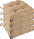 Non Slip Chair Cushions for Dining Chairs Set of 4 Kitchen Chair Cushions 18"x18"x3" Turfted Chair Pads Comfortable and Soft Seat Cushion with Ties, Cappuccino-Ruum Studio Home