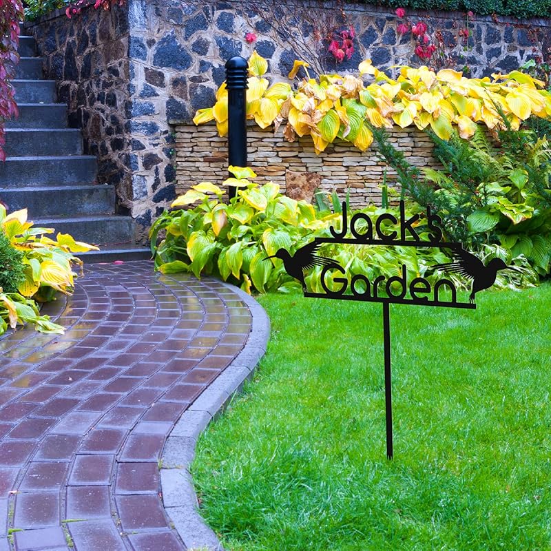 Personalized Metal Garden Sign with Stake, Custom Garden Decor for Outdoor, Custom Family Name Sign, Patio Decorations, Lawn Art, Farmhouse Decorative, Housewarming Gift (CstmDesign9)-Ruum Studio Home