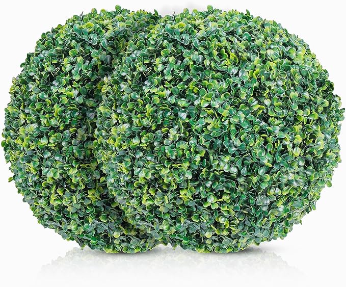 DRAY Premium 16.14" Faux Boxwood Balls – Set of 2 Artificial Topiary Spheres for Outdoor & Indoor Use – Realistic, UV-Resistant, Weatherproof Decorative Greenery – Check Measurements-Ruum Studio Home